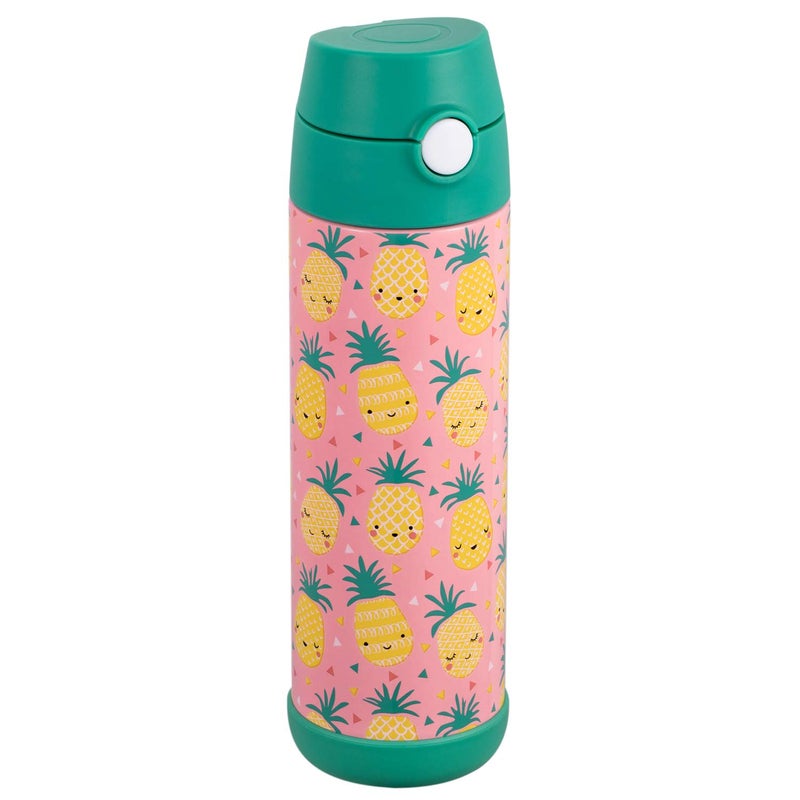 Snug Insulated Kids Water Bottle with Straw & Spout â€“ Double-Wall Stainless Steel, Leakproof, Easy-Flip Lid â€“ For School, Travel, Toddlers & Big Kids - Pineapple, 17oz - Image 1